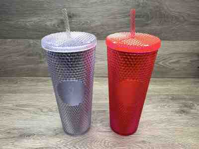 STARBUCKS Neon Pink Platinum Bling Studded Tumbler WINTER HOLIDAY CUP 2019 24oz - Sold on eBay Dec, 20th 2019 for $46.99