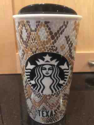 STARBUCKS 2015 Snakeskin Texas Porcelain Travel Tumbler Coffee Cup Mug 12 oz NEW - Sold on eBay Dec, 20th 2019 for $27.00
