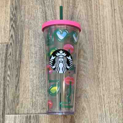 Starbucks 2014 24 Oz Clear/Pink Tumbler Sunglasses Lips Straws ~ New w/o Box! - Sold on eBay Dec, 20th 2019 for $19.99