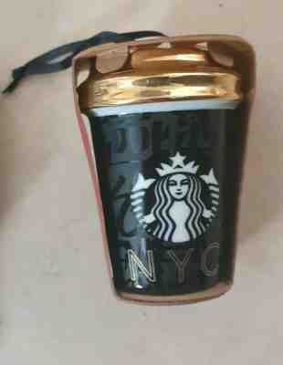NYC New York City Starbucks Coffee Cup Shape Collectible Christmas 2015 Ornament - Sold on eBay Dec, 20th 2019 for $15.00