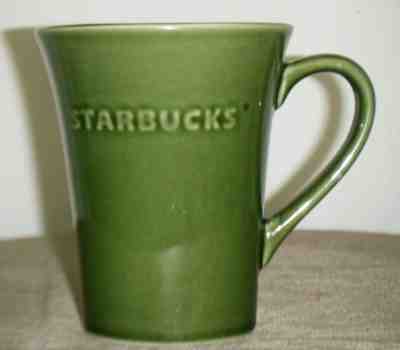Starbucks 2011 Green Flared Coffee Tea Mug Embossed Raised Lettering 21.1 Oz. - Sold on eBay Dec, 20th 2019 for $19.99
