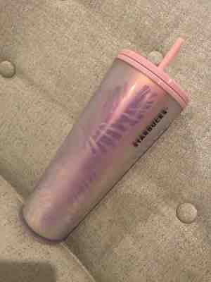 Starbucks 2019 Holiday Holographic Iridescent Palm Leaf 24 Oz Tumbler Pink Rare - Sold on eBay Dec, 20th 2019 for $39.99