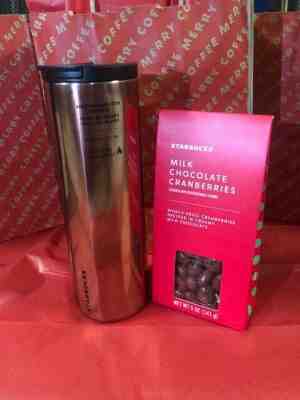 Limited Starbuck 2019 Platinum RoseGold Tumbler + Milk Chocolate Cranberry COMBO - Sold on eBay Dec, 20th 2019 for $23.00