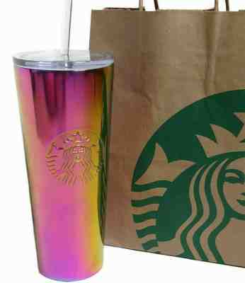 NEW - STARBUCKS Pink Iridescent Cold Cup Tumbler Mug - 2019 - Limited Edition - Sold on eBay Dec, 20th 2019 for $24.99