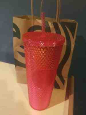 STARBUCKS 2019 Neon Pink Studded Cold Cup Tumbler WINTER HOLIDAY EDITION 24 oz - Sold on eBay Dec, 19th 2019 for $15.00