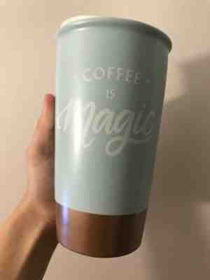 Starbucks Coffee Is Magic Blue / Gold 12oz Double Wall Ceramic Tumbler - Sold on eBay Dec, 19th 2019 for $29.95