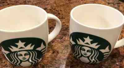 New Set Of 2 Starbucks Small Original Logo Coffee Mugs White Green - Sold on eBay Dec, 19th 2019 for $19.99