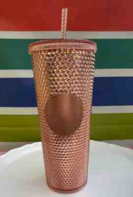 NEW Starbucks 2019 Rose Gold Pink Studded Acrylic Cold Cup Tumbler 24 Fl Oz - Sold on eBay Dec, 19th 2019 for $49.90