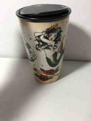 Starbucks Coffee 2015 Tattoo Siren Mermaid Ceramic Travel Tumbler Black Lid 12oz - Sold on eBay Dec, 19th 2019 for $56.00