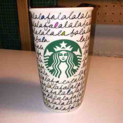 2011 Starbucks Ceramic CHRISTMAS FaLaLa 12 oz Travel Coffee Tumbler FREE SHIP - Sold on eBay Dec, 19th 2019 for $19.99