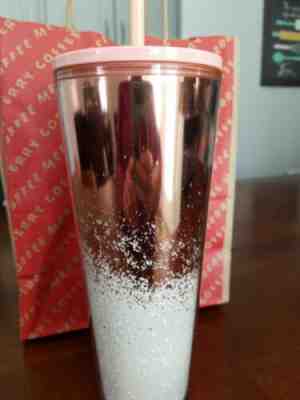 Starbucks Holiday 2019 Glitter Rose Gold Cold Cup Tumbler 24 oz  - Sold on eBay Dec, 19th 2019 for $24.99