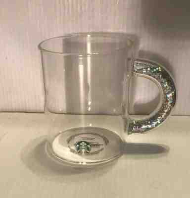 Limited Edition 2019 Starbucks Glitter Handle Holiday Mug Cup Logo 12oz Glass - Sold on eBay Dec, 19th 2019 for $29.98