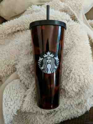 Starbucks Venti Cold Cup Black Brown Tortoise Shell Print Tumbler 24 oz New - Sold on eBay Dec, 19th 2019 for $34.99