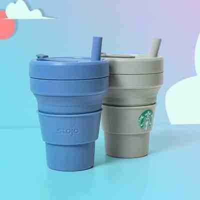 2019 Starbucks Singapore Exclusive Stojo Silicon Collapsible Cup 16oz Sage Green - Sold on eBay Dec, 19th 2019 for $59.90