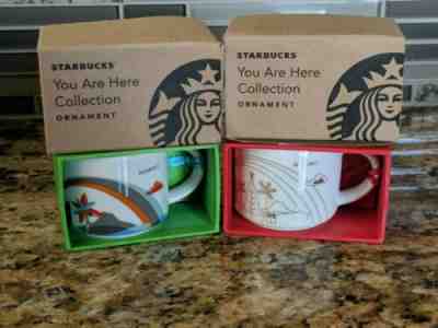 ***STARBUCKS COFFEE MUG 2oz HAWAII YOU ARE HERE MINI ORNAMENT 2X NEW*** - Sold on eBay Dec, 19th 2019 for $19.99