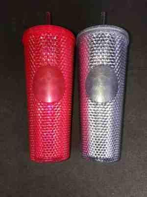Starbucks 2019 Holiday Venti Studded Tumblers Cups Platinum & Neon Pink Lot Of 2 - Sold on eBay Dec, 18th 2019 for $75.00