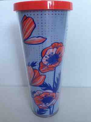 Starbucks Cold Tumbler Cup Floral Orange Blue Flower 24 fl oz Brand New - Sold on eBay Dec, 18th 2019 for $19.99