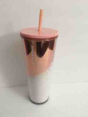 Starbucks 2019 Cascading Snow Glitter Rose Gold Tumbler Holiday Collection 24oz - Sold on eBay Dec, 18th 2019 for $20.45