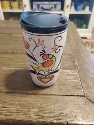 Starbucks Coffee 6" Tall Ceramic Pennsylvania Dutch Amish Travel Mug With Lid - Sold on eBay Dec, 18th 2019 for $29.99