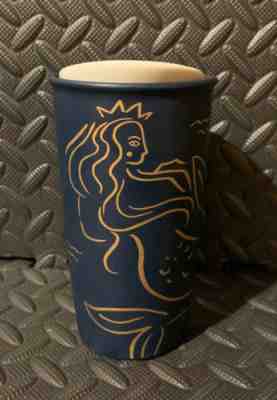 Starbucks Mermaid Siren Travel Tumbler Ceramic Mug 2017 12 oz Navy Blue Gold - Sold on eBay Dec, 18th 2019 for $15.00