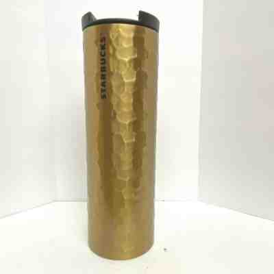 STARBUCKS 2012 Limited Edition Hammered Gold Stainless Steel Coffee Tumbler  - Sold on eBay Dec, 18th 2019 for $15.99