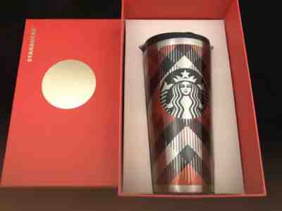 Starbucks 2014 Plaid Tartan Stainless Steel Tumbler Black Silver Red NEW W BOX - Sold on eBay Dec, 18th 2019 for $22.95
