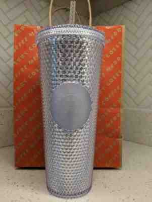 NEW Starbucks Venti Platinum Silver Stud Tumbler Cup 2019 Holiday Christmas  - Sold on eBay Dec, 18th 2019 for $24.00