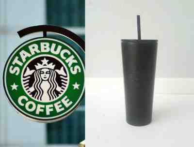 24 Oz Starbucks Matt Black Stainless Steel Double Walled Cold Tumbler w/ Straw  - Sold on eBay Dec, 18th 2019 for $26.99