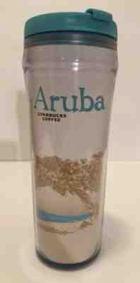 Starbucks Aruba Global Icons Coffee Travel Mug Tumbler 12 oz Aqua 2004