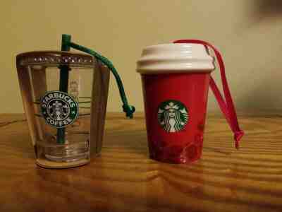 Nice Lot of 2 STARBUCKS Christmas Ornaments NEW 2010 Cold Cup & Red Holiday 2013 - Sold on eBay Dec, 18th 2019 for $19.99