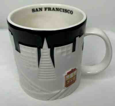 Starbucks San Francisco Mug Black White Cable Car 18 oz City Relief Coffee  - Sold on eBay Dec, 18th 2019 for $28.00