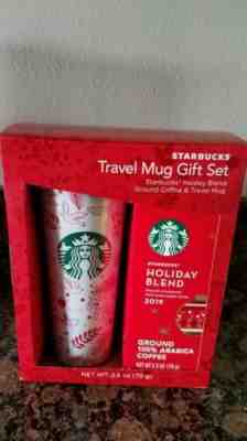 STARBUCKS GIFT SET 2019 Holiday Blend Coffee 16oz Tall Travel Mug Christmas Red - Sold on eBay Dec, 18th 2019 for $21.99