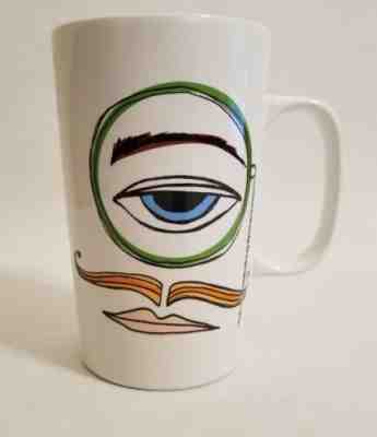  2014 Starbucks Dot Collection Monocle Man Mustache Face Ceramic 16oz Mug Cup - Sold on eBay Dec, 18th 2019 for $17.99