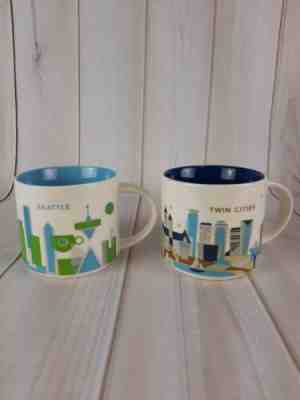 Starbucks Seattle & Twin Cities Lot 2 YAH 14 Oz Coffee Mug Washington Minnesota - Sold on eBay Jan, 10th 2020 for $18.95