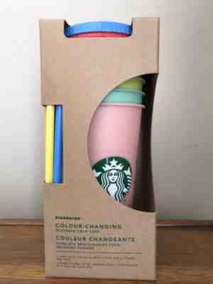 Starbucks Color Changing Reusable Cold Cups.  Set Of 5.  Includes Straws & Lids. - Sold on eBay Jan, 10th 2020 for $47.00