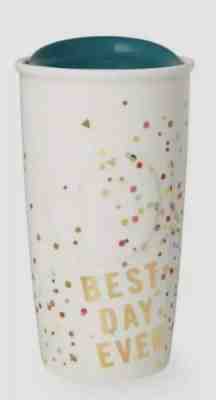 Starbucks "Best Day Ever" Travel Ceramic Cup 1O oz 2015 New without box Teal Lid - Sold on eBay Jan, 10th 2020 for $24.95