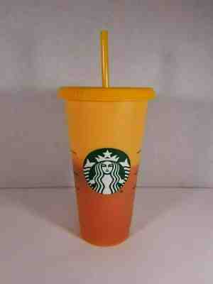 NEW Starbucks Color Changing Reusable Single Cold Cup Apricot To Tangerine - Sold on eBay Jan, 10th 2020 for $25.00