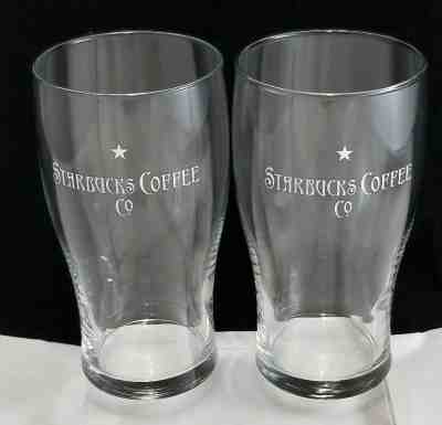 Rare Starbucks Coffee Tall Drinking Glass Clear White Set of 2 Cold Beverage Mug - Sold on eBay Jan, 10th 2020 for $39.95