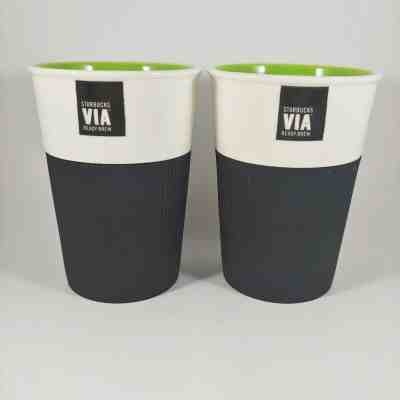 STARBUCKS VIA Ready Brew Travel Mug Coffee Cup 8oz Green 2011, Rubber Grip - Sold on eBay Jan, 10th 2020 for $35.99
