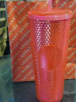 Starbucks pink / red studded tumbler reusable fall 2019  - Sold on eBay Jan, 10th 2020 for $15.00