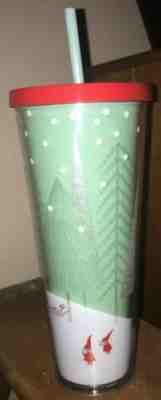 Starbucks Venti Tumbler Cold Cup Mint Green Silver Tree Elves Gnome Holiday 2018 - Sold on eBay Jan, 10th 2020 for $32.00