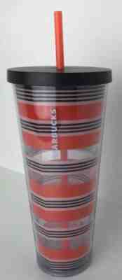 Starbucks 24 Ounce Striped Venti Tumbler Orange, Pink, And Black - Sold on eBay Jan, 10th 2020 for $15.00