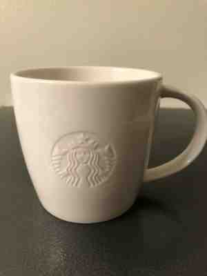 STARBUCKS White V Venti 20 oz Coffee Mug Embossed Siren 2010 Mermaid Logo - Sold on eBay Jan, 10th 2020 for $22.99
