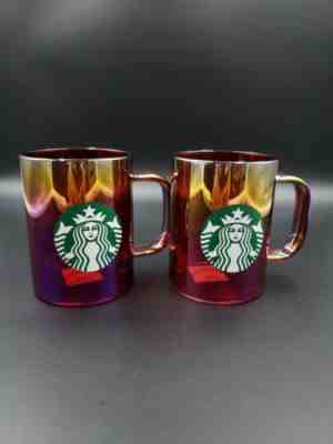 Starbucks Red Iridescent 2019 Christmas Edition Mug Glass 14oz (SET OF 2) - Sold on eBay Jan, 9th 2020 for $30.00