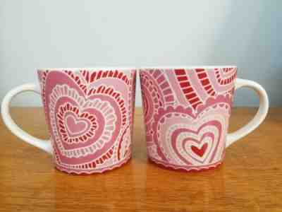 Lot of 2 STARBUCKS 2005 Lace Heart Coffee Mug Cups | Red Pink White | Valentines - Sold on eBay Jan, 9th 2020 for $29.99