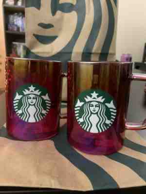 New 2019 Starbucks Red Iridescent Christmas Edition Mug Cup Glass Set Of 2 - Sold on eBay Jan, 9th 2020 for $28.00