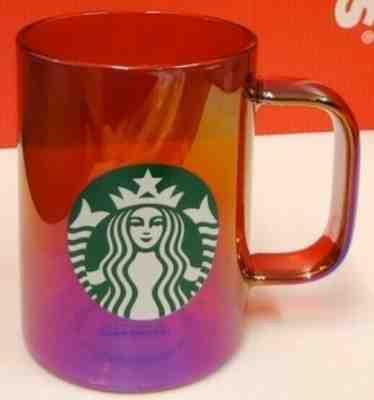 Starbucks 2019 Iridescent Red Rainbow Glass Cup - Sold on eBay Jan, 9th 2020 for $24.95