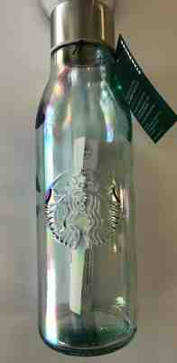 Starbucks Recycled Glass Rainbow Iridescent Water Bottle 20 oz, 591ml - Sold on eBay Jan, 9th 2020 for $34.99