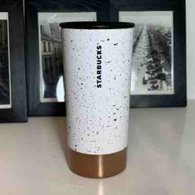 STARBUCKS 2012 Slim Tumbler Mug Cork Bottom w/Lid Rose Gold White Black 12 oz  - Sold on eBay Jan, 9th 2020 for $29.29