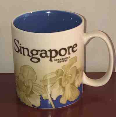 Starbucks SINGAPORE Coffee Mug Cup 16 oz 2012 Blue Floral - Sold on eBay Jan, 9th 2020 for $24.99